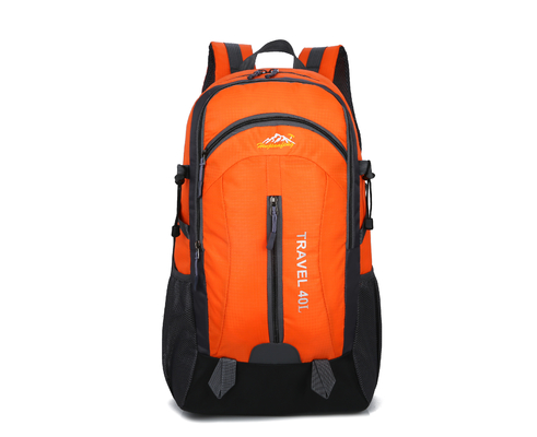 Ransel Tahan Air Orange 40L Ransel Perjalanan Berkemah 55cm Dengan Lubang Pengisian USB