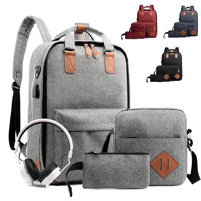 Ransel Bisnis Abu-abu Set 43cm Usb Charging 3 In 1 Backpack ISO