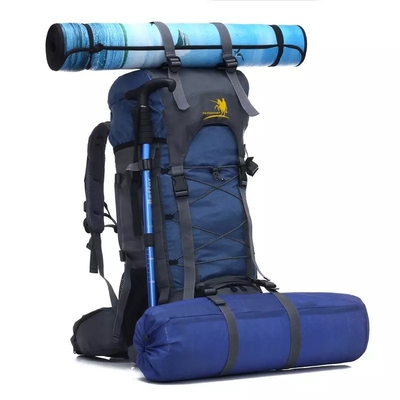 Ransel Berkemah Tahan Air Biru 60L Ransel Pendakian Gunung BSCI