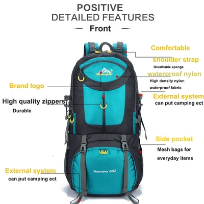Ransel Hiking Tahan Air BSCI 60L Hiking Mountaineering Backpack