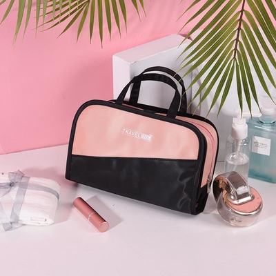 Tas Kosmetik Tahan Air Hitam Merah Muda Lipat Tas Perlengkapan Mandi Plastik Bening Makeup