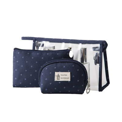 3Pcs Wanita Tas Perlengkapan Mandi Transparan Polyester 300D Tas Kosmetik Bening Untuk Perjalanan