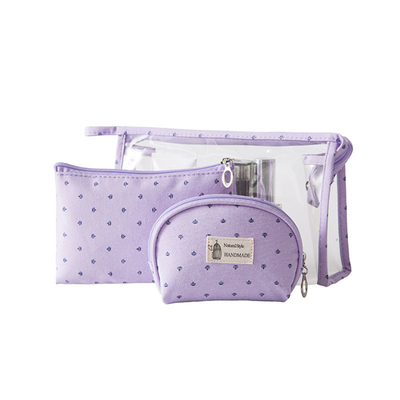 3Pcs Wanita Tas Perlengkapan Mandi Transparan Polyester 300D Tas Kosmetik Bening Untuk Perjalanan