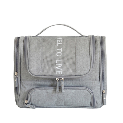 Gray Hanging Tas Kosmetik Makeup Organizer Travel Kit Dengan Aksesori Kamar Mandi Kait