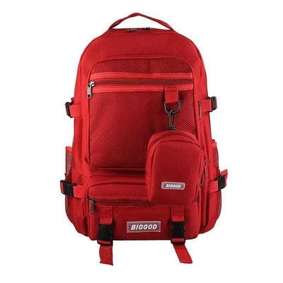 Tas Punggung Bisnis BSCI Merah Kasual Ransel Perjalanan Oxford Kapasitas Besar