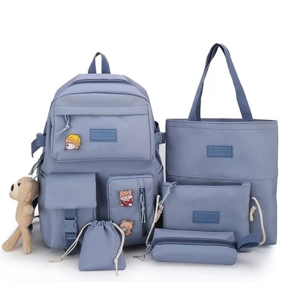 Tas Sekolah Anak Perempuan Set Kanvas 5 Buah Ransel Set Tas Pensil Selempang ODM