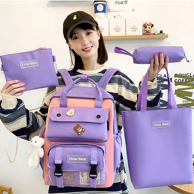 Kanvas Siswa 4 In 1 Ransel Set Tas Sekolah Set Untuk Anak Perempuan Anak Laki-laki