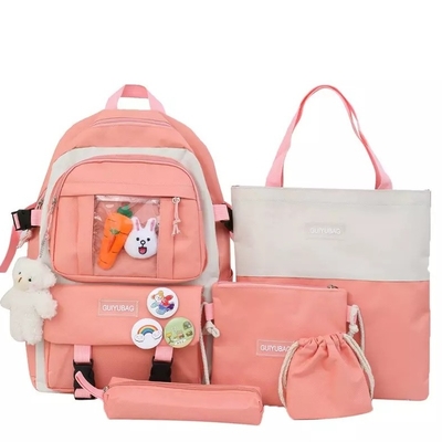 1,41 Inch Pink Set Ransel Sekolah Anak Perempuan Anak Laki-laki 5pc Ransel Set