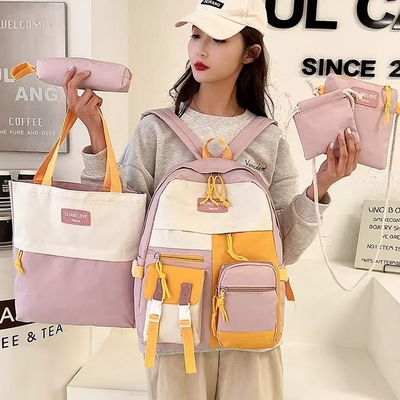 Tas Ransel Sekolah Kanvas Set Ransel Remaja Perjalanan Tahan Air
