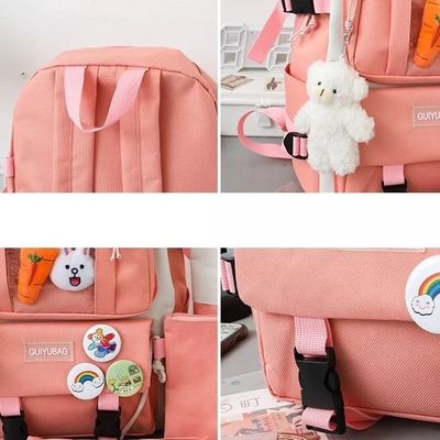 1,41 Inch Pink Set Ransel Sekolah Anak Perempuan Anak Laki-laki 5pc Ransel Set