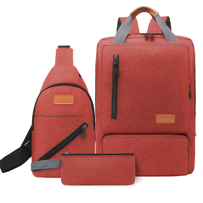 Tiga Potong Oxford Ransel Tahan Air Pria Wanita Ransel Set