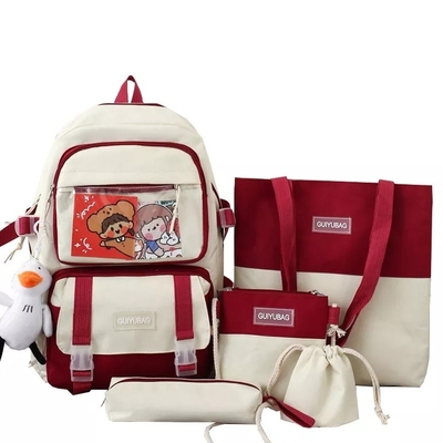 OEM 1.35 Inch Girls School Bag Set Kapasitas Besar 5 In 1 Backpack Sling Pencil Bag