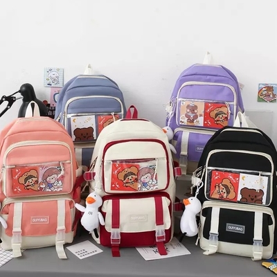 OEM 1.35 Inch Girls School Bag Set Kapasitas Besar 5 In 1 Backpack Sling Pencil Bag