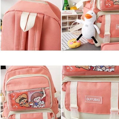 OEM 1.35 Inch Girls School Bag Set Kapasitas Besar 5 In 1 Backpack Sling Pencil Bag