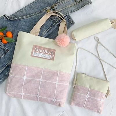 Ransel Perjalanan Wanita Set 4pc Ransel Laptop Kokoh Remaja Kanvas