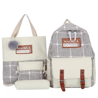 Ransel Perjalanan Wanita Set 4pc Ransel Laptop Kokoh Remaja Kanvas