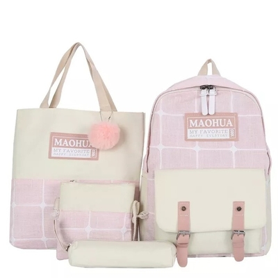Ransel Perjalanan Wanita Set 4pc Ransel Laptop Kokoh Remaja Kanvas