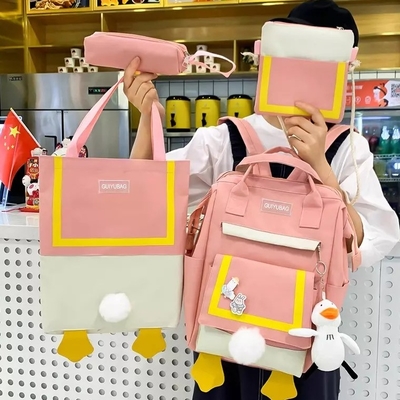 0.65 Inch Tas Ransel Tas Bepergian Luar Ruangan Set Ransel 4 Buah Wanita