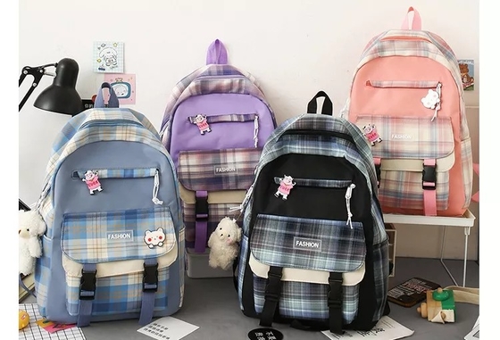 Set Ransel Wanita Ungu Set Ransel Estetika Tahan Air Untuk Siswa Perempuan