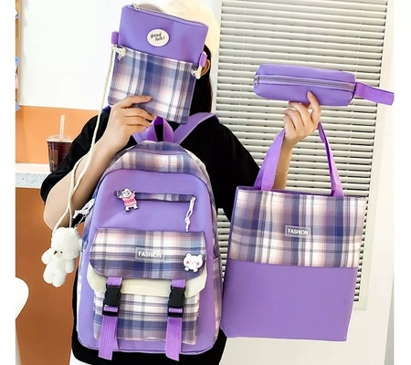 Set Ransel Wanita Ungu Set Ransel Estetika Tahan Air Untuk Siswa Perempuan