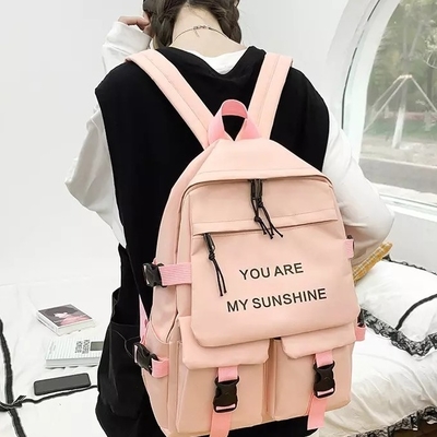 Tas Sekolah Ransel Laptop Travel Set Gadis Warna Solid Dengan Kotak Pensil Grosir