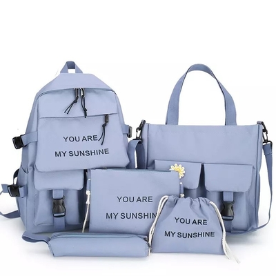 Tas Sekolah Ransel Laptop Travel Set Gadis Warna Solid Dengan Kotak Pensil Grosir