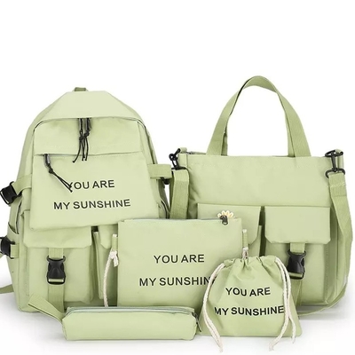 Tas Sekolah Ransel Laptop Travel Set Gadis Warna Solid Dengan Kotak Pensil Grosir