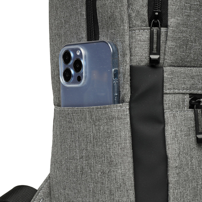 Ransel Laptop Tahan Air Nylon Abu-abu Dengan Pengisi Daya 1,37 kaki BSCI