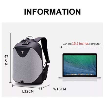 Ransel Laptop Bisnis Polyester 1.54 Inch Antitheft Back Pack Untuk Laptop Pria