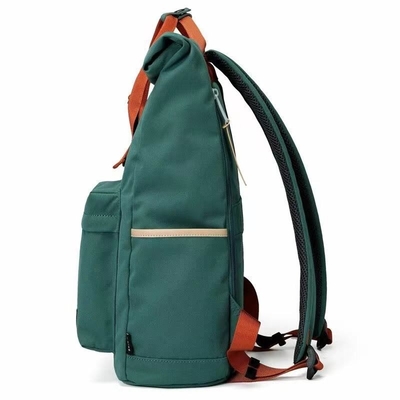 Ransel Laptop Travel 42cm Hijau Ransel Roll Top yang Dapat Diperluas Oxford OEM