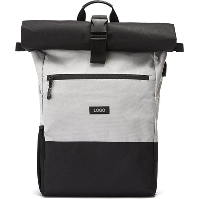 Ransel Roll Top Tahan Air Daur Ulang 17,7 Inci Ransel Perjalanan Kasual Roll Top