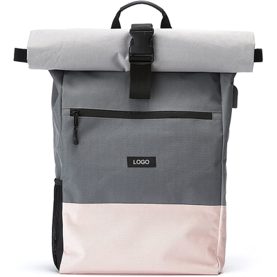 Ransel Roll Top Tahan Air Daur Ulang 17,7 Inci Ransel Perjalanan Kasual Roll Top