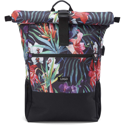 Ransel Roll Top Tahan Air Daur Ulang 17,7 Inci Ransel Perjalanan Kasual Roll Top