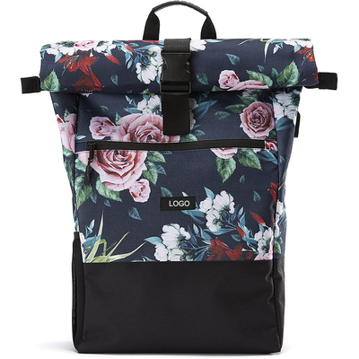 Ransel Roll Top Tahan Air Daur Ulang 17,7 Inci Ransel Perjalanan Kasual Roll Top