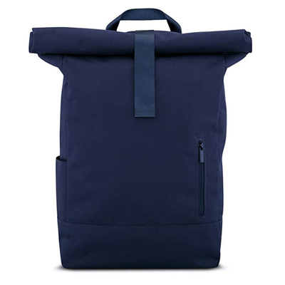 15.6 Inch Rucksack RollTop RPET Black Roll Top Backpack Tahan Air Dapat Diperluas