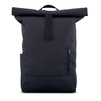 15.6 Inch Rucksack RollTop RPET Black Roll Top Backpack Tahan Air Dapat Diperluas