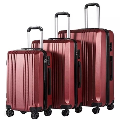 ABS Bagasi Perjalanan Tahan Air Hardside Koper Troli Ritsleting Ganda Kunci TSA 4 Roda Pemintal