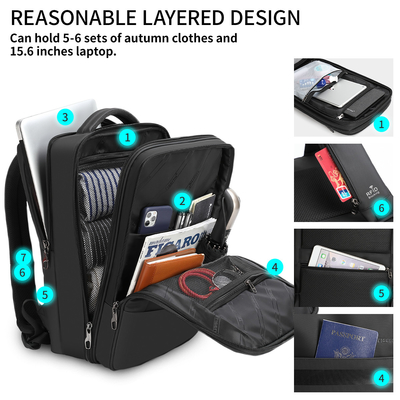 Tas Kerja Kantor Mode Untuk Pria Bisnis Perjalanan Laptop Penuh Terbuka RFID Hitam