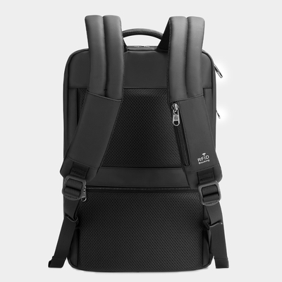 Tas Kerja Kantor Mode Untuk Pria Bisnis Perjalanan Laptop Penuh Terbuka RFID Hitam