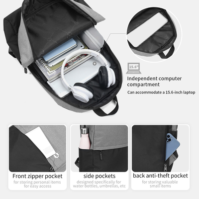 300D Kepingan Salju PVC Perjalanan Ransel Laptop Tahan Air 15.6 Inci Ringan Kasual