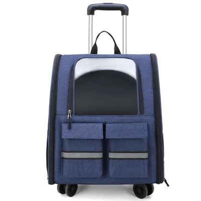 Pembawa Kucing Anjing Dengan Roda Ransel Luar Ruangan Pet Carrier Pet Trolley Portable