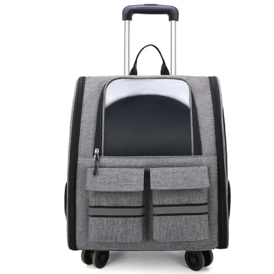 Pembawa Kucing Anjing Dengan Roda Ransel Luar Ruangan Pet Carrier Pet Trolley Portable